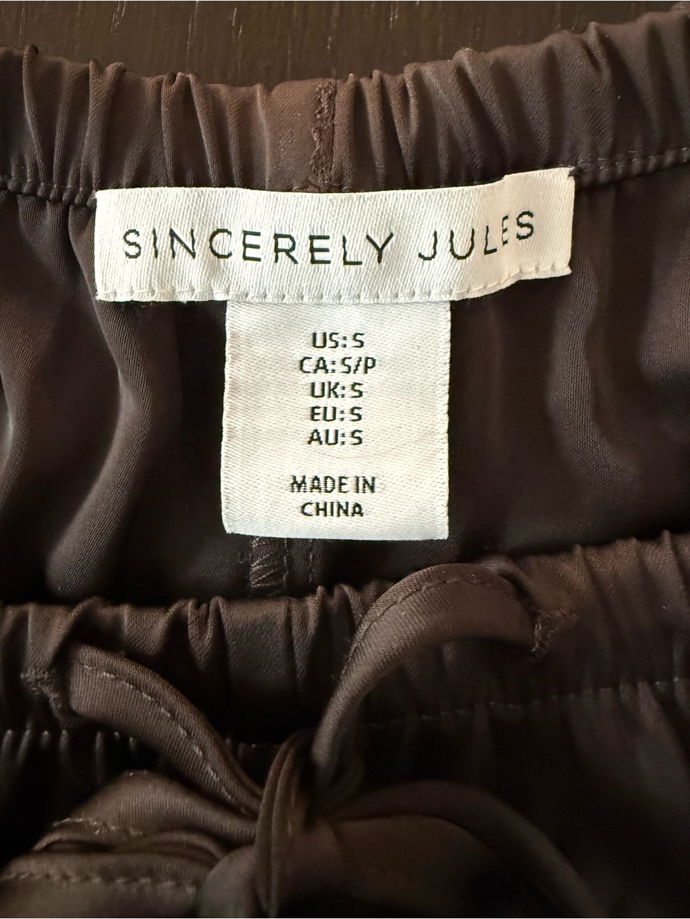 Brown Satin Elastic Drawstring Pants - Picture 5 of 5